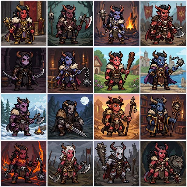 Tiefling Barbarian avatar sheet