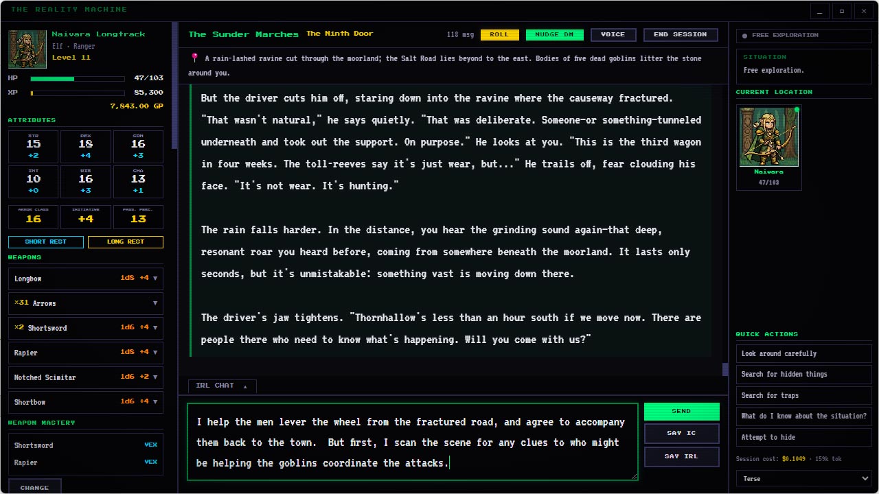 Open narrative gameplay with the AI Dungeon Master