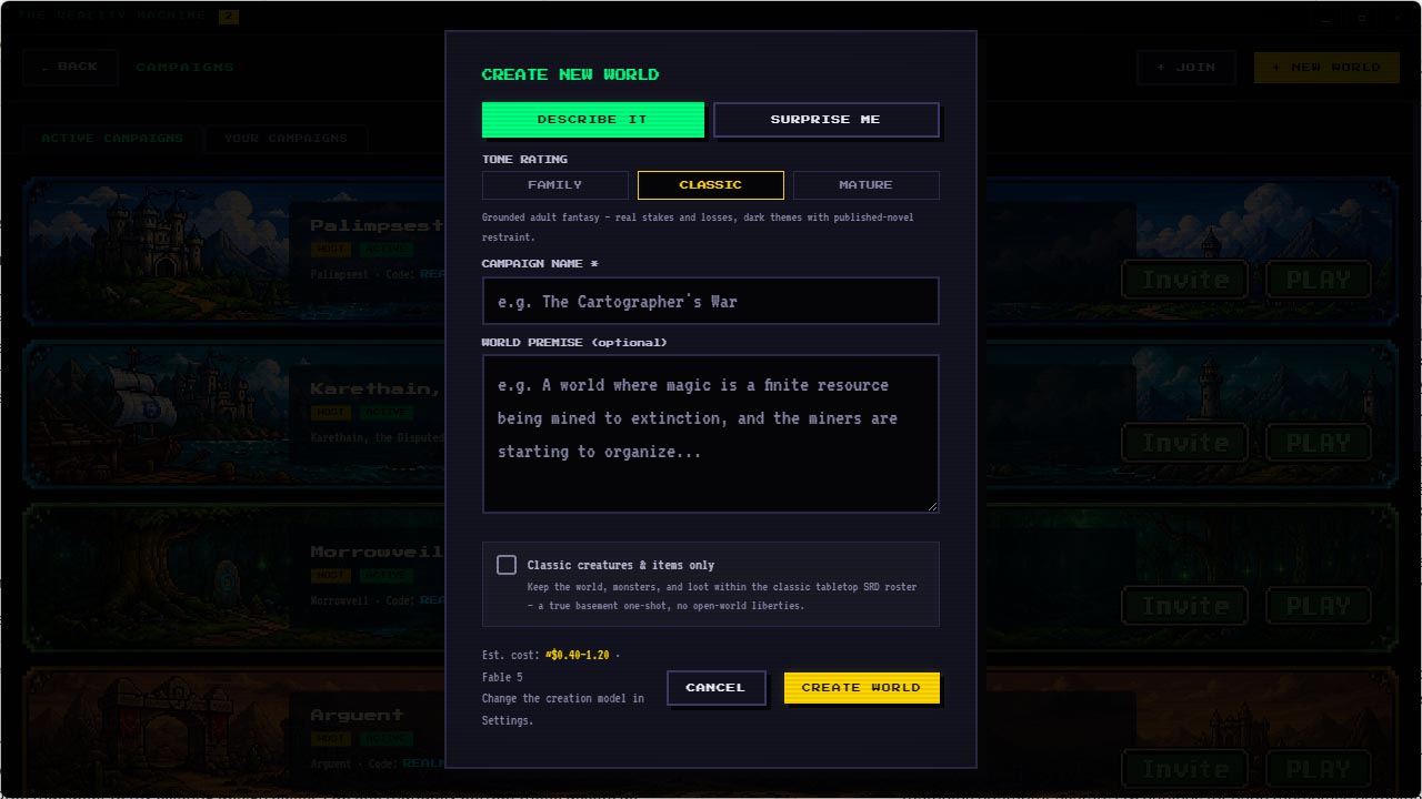Create new campaign modal